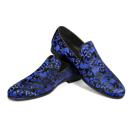 Heren Penny Loafers met Elegante Jacquard Blauw - Image 1