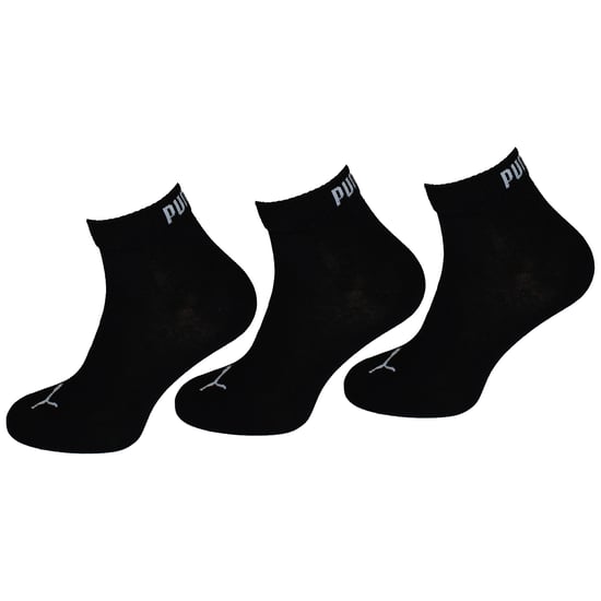 Puma 3-Pack Quarter Mens Black Plain Socks - Image 1