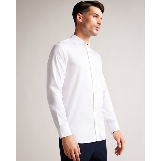 Men's Ted Baker Bellow Long Sleeve Stretch Smart Shirt in White