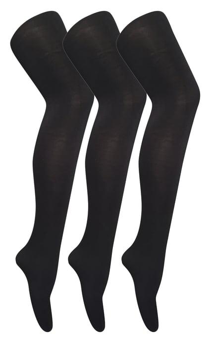 3 paar dames gekleurde ondoorzichtige 80 denier panty's - Zwart - Image 1