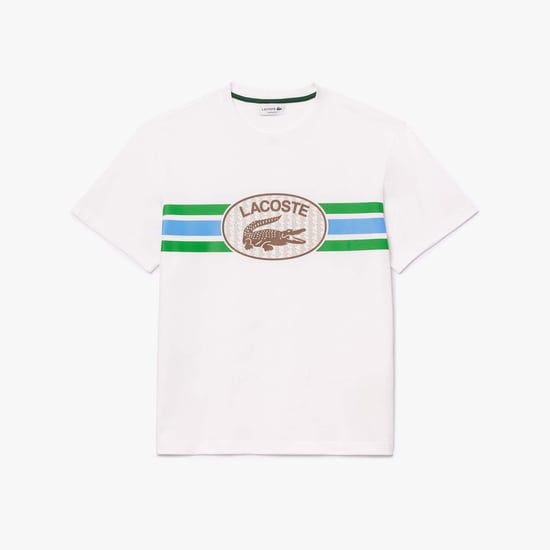 Men's Lacoste Monogram Print Cotton T-Shirt in White