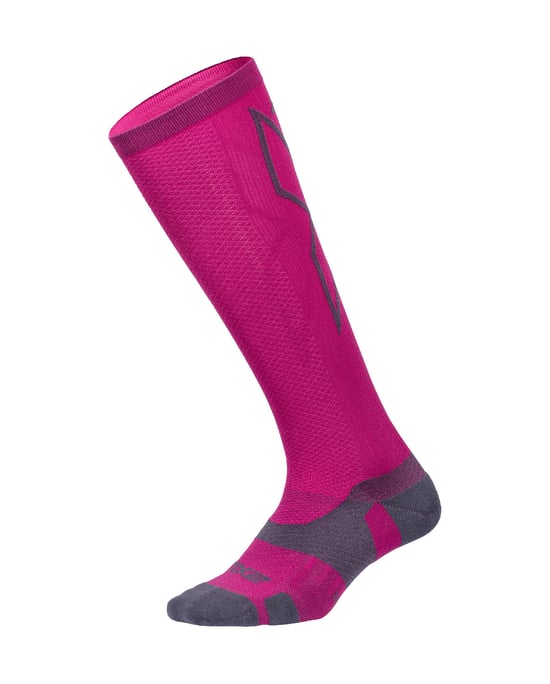 2XU Light Cushion Full Mens Hot Pink/Grey Length Socks