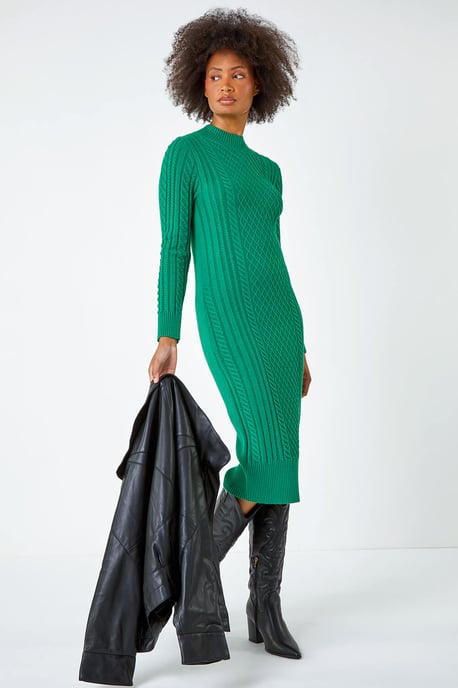 Cable Knit Midi Jumper Dress