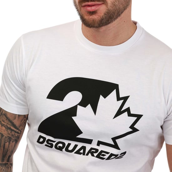 Heren Dsquared2 Esdoornblad Logo T-shirt In Wit - Image 3