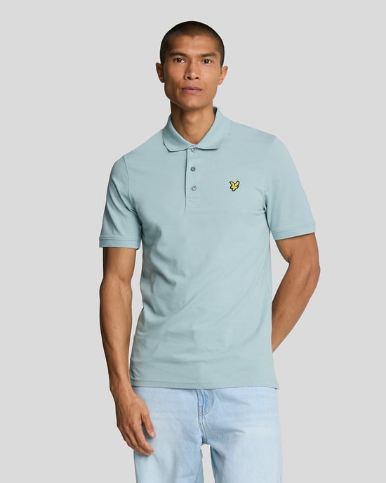 Blauw rookpoloshirt met Lyle & Scott-logo op de borst - Image 1