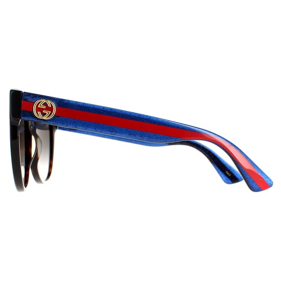 Gucci Cat Eye Womens Havana with Blue and Red Brown Gradient GG0035SN Sunglasses