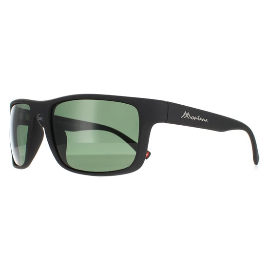 Montana Rectangle Mens Matte Black Green Polarized SP314