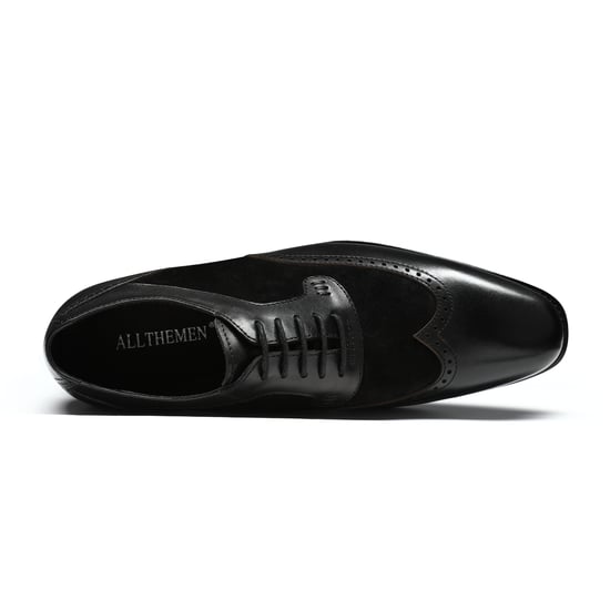 Herenschoen met klassieke sierstiksels Zakelijke schoenen Glad leer Lage schoenen Zwart - Image 6