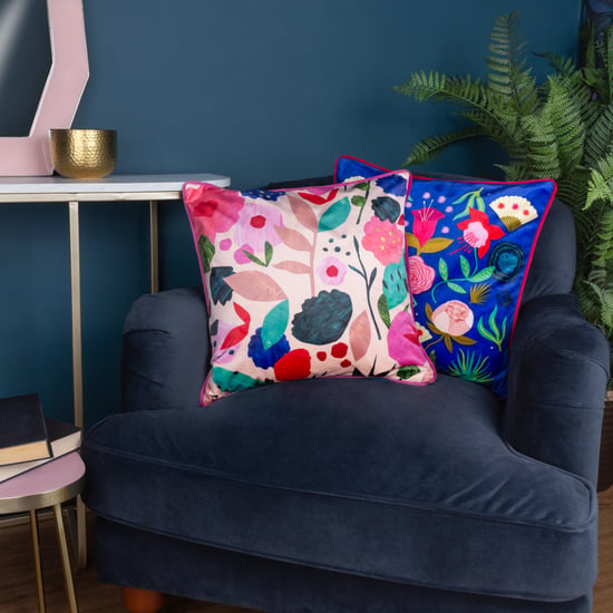 Kate Merritt Floral Collage Piped Velvet Cushion Cover