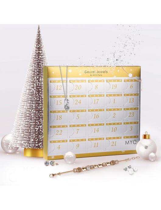 Adventskalender 13 juwelen en 11 parels - Zilver en Oostenrijks kristal - Image 1