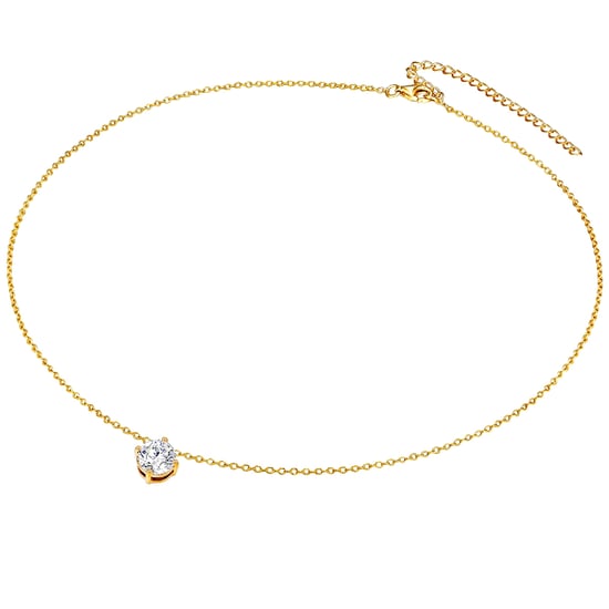 Set (necklace + stud earring) sterling silver yellow gold embellished with swarovski crystals® white Rafaela Donata - Image 2