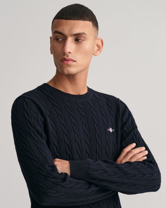 GANT Heren Katoenen Kabelbrei Crewneck Trui - Image 3