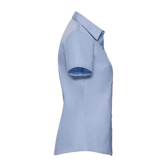 Russell Collection Shirt met korte mouwen in visgraatmotief voor dames/dames (Lichtblauw) - Image 3