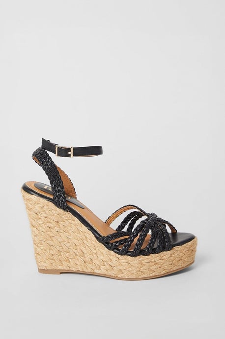 Faith: Helena Plaited High Espadrille Covered Wedges