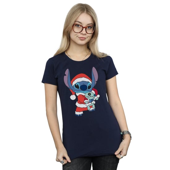 Disney Womens/Ladies Lilo And Stitch Stitch Christmas Cotton T-Shirt (Navy Blue)