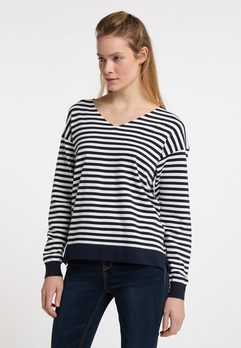 Dreimaster Gebreide trui takelage Dames marine wol wit - Image 3