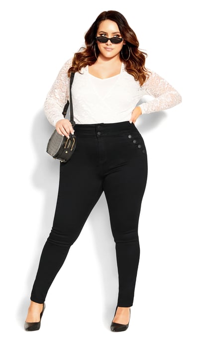 CITY CHIC Women's Harley Buttoned Up Jean - black