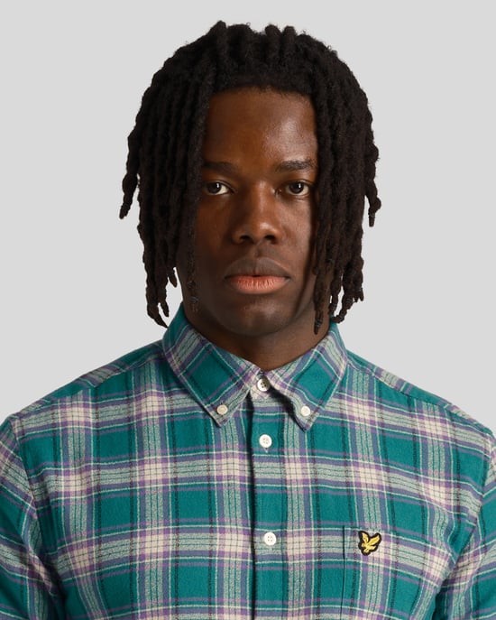 Lyle & Scott Men's Check Flannel Shirt in Green