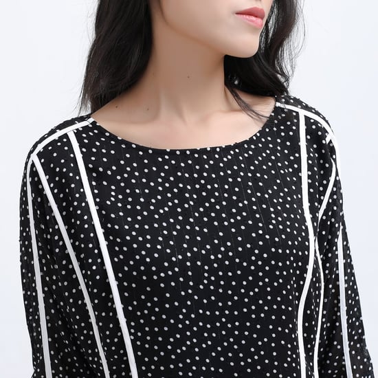 Polka dots witte trim chiffon blouse - Image 4