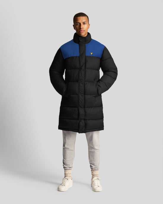 Lyle & Scott lange gewatteerde zwarte pufferjas - Image 2