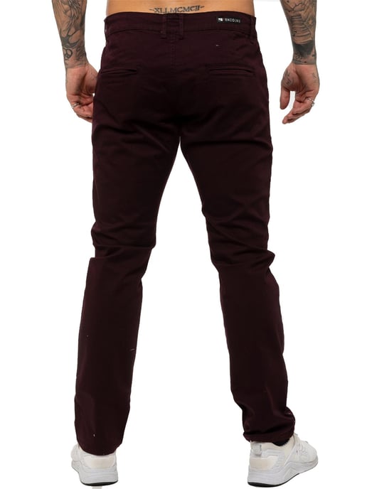 Enzo | Heren Slim Fit Stretch Chino Jeans - Bordeaux - Image 4