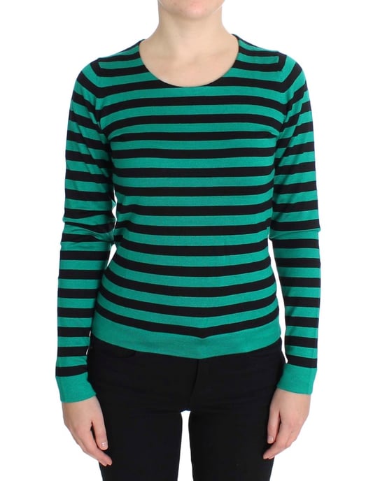 Dolce & Gabbana Dames Groene Zwarte Zijden Kasjmier Trui - Image 1