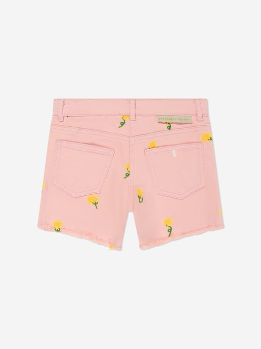 Stella McCartney Girls Embroidered Flower Shorts in Pink