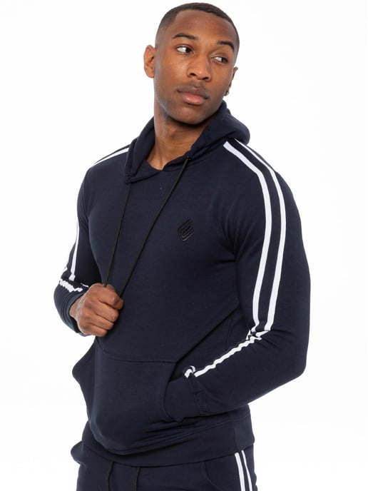 Enzo | Heren Pullover Tape Hoodie Tracksuit Set - Navy - Image 3
