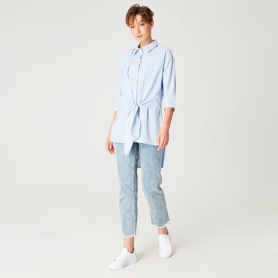 Lang shirt met geknoopte panelen vooraan - Image 2