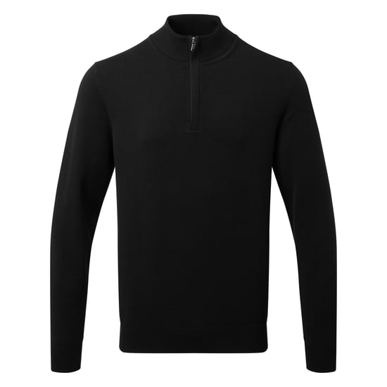 Asquith & Fox Mens Cotton Blend Zip Sweatshirt (Black)