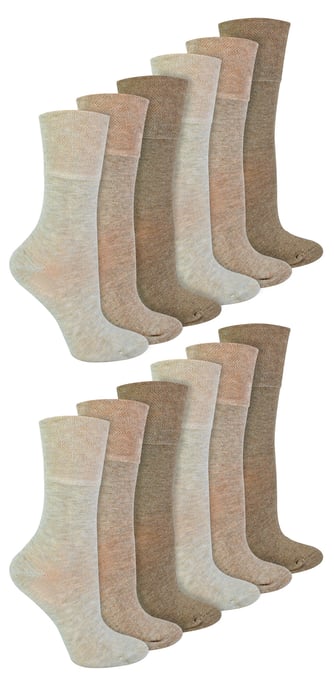 IOMI - 12 paar bamboesokken voor diabeten voor dames - Beige - Image 1