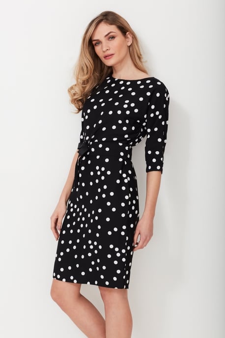 Black & White Spot Print Shift Dress