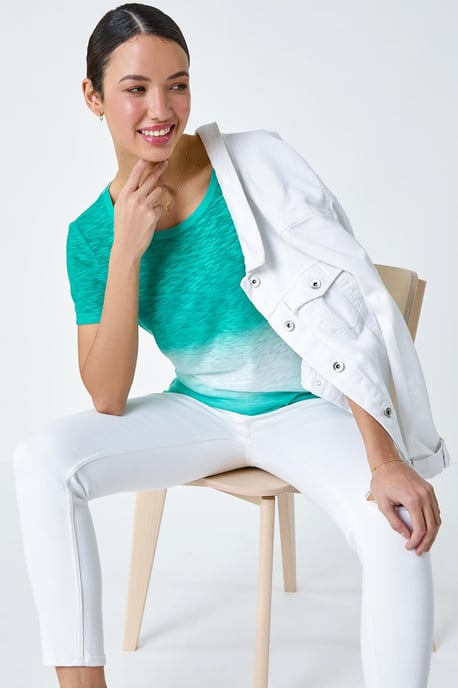 Ombre Burnout Print Stretch Jersey T-Shirt