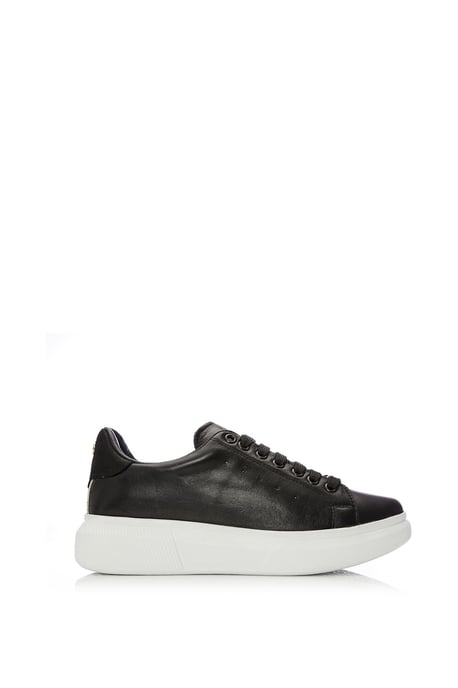 'Bridgette' Black Leather Trainers