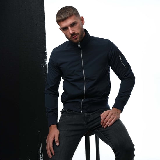 Heren Jack en Jones Mash Harrington Jacket in Navy - Image 4
