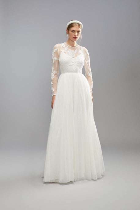 Premium Blossom Applique Full Skirted Wedding Dress
