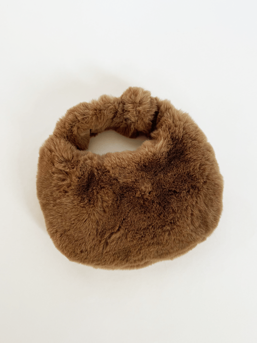 Faux Fur Soft Grab Bag in Brown