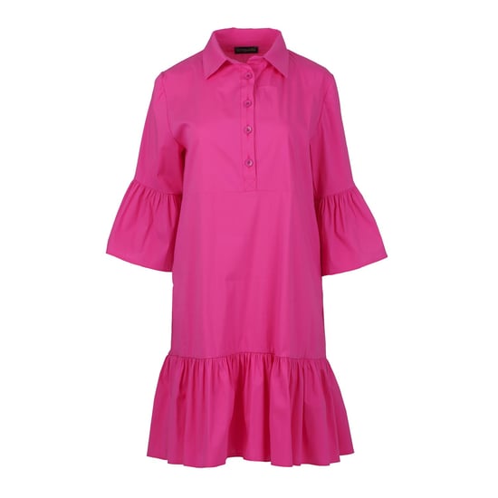 Fuchsia klokmouwtjes jurk met ruche zoom - Image 2