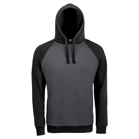 SOLS Unisex Seattle Contrast Raglan Hoodie (Houtskool mergel/zwart) - Image 1