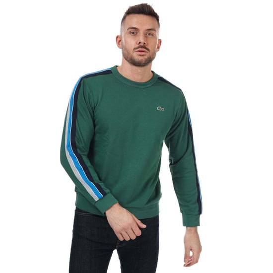 Men's Lacoste SPORT Contrast Bands Crew Sweatshirt in Green