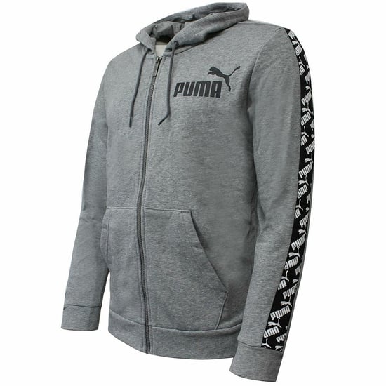 Puma Long Sleeve Zip Up Grey Mens Taped Jacket 584097 03
