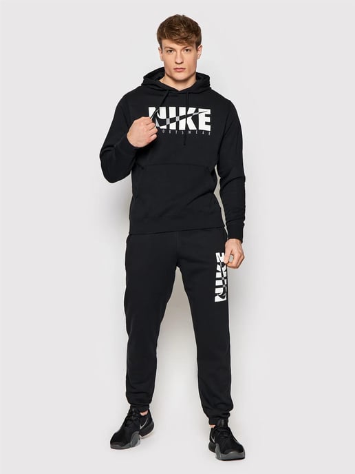 Nike heren fleece pullover trainingspak met capuchon in zwart - Image 1