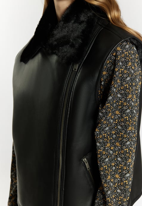Dreimaster Leren vest Dames zwart - Image 5