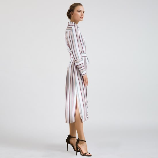 Striped midi wrap dress