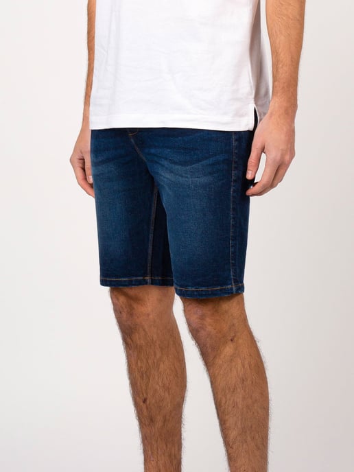Luke 1977 Men's Short Edward Blue Wash Denim Shorts in Dark Blue