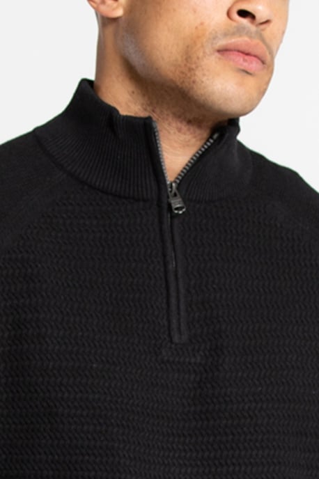 Recycled Cotton Blend 1/4 Zip Textured Jumper