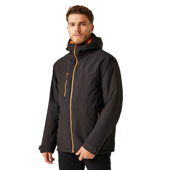 Regatta Mens Navigate Insulated Waterproof Jacket (Black/Orange Pop)