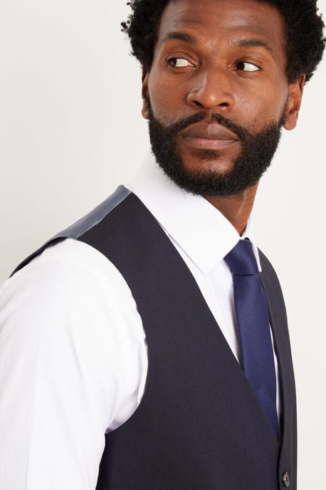 Tailored Fit Navy Essential Waistcoat - Image 5