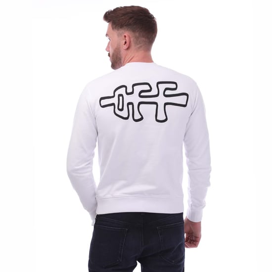 Heren Off White Rocks Type Slim Crewneck Sweatshirt in Wit Zwart - Image 2