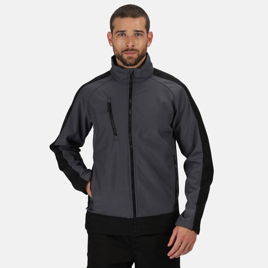 Regatta Herencontrast 3-lagige Softshell Full Zip Jacket (Leisteengrijs/Signaal zwart) - Image 4